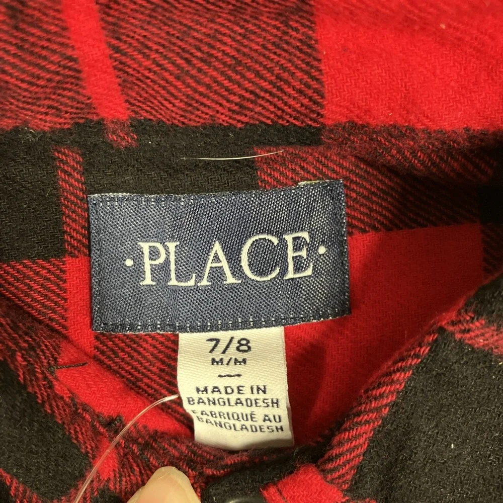 NWT Childrens Place Button Up Plaid Flannel Shirt Medium 7/8 Long Sleeve NEW $35